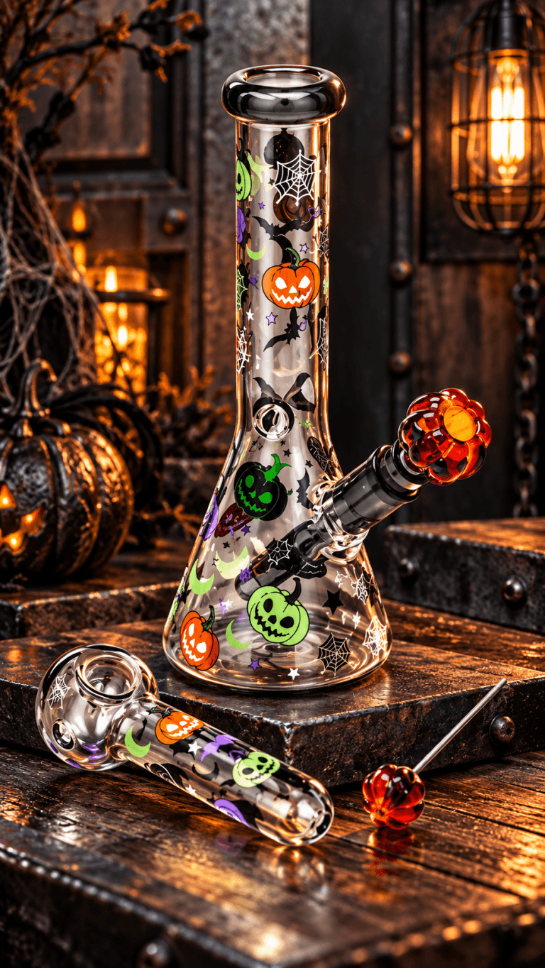 Halloween Glow in the Dark beaker Halloween glow in the dark hand pipe, pumpkin poker