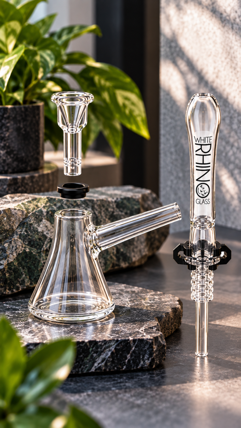 White Rhino EZ Clean Bubbler and 2 piece nectar collector