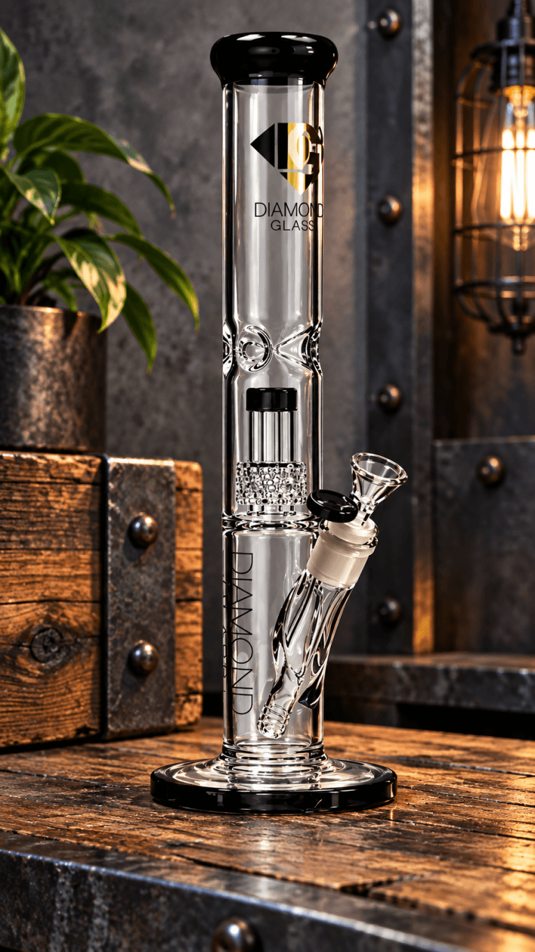 Diamond Glass Straight single percolator glass pipe
