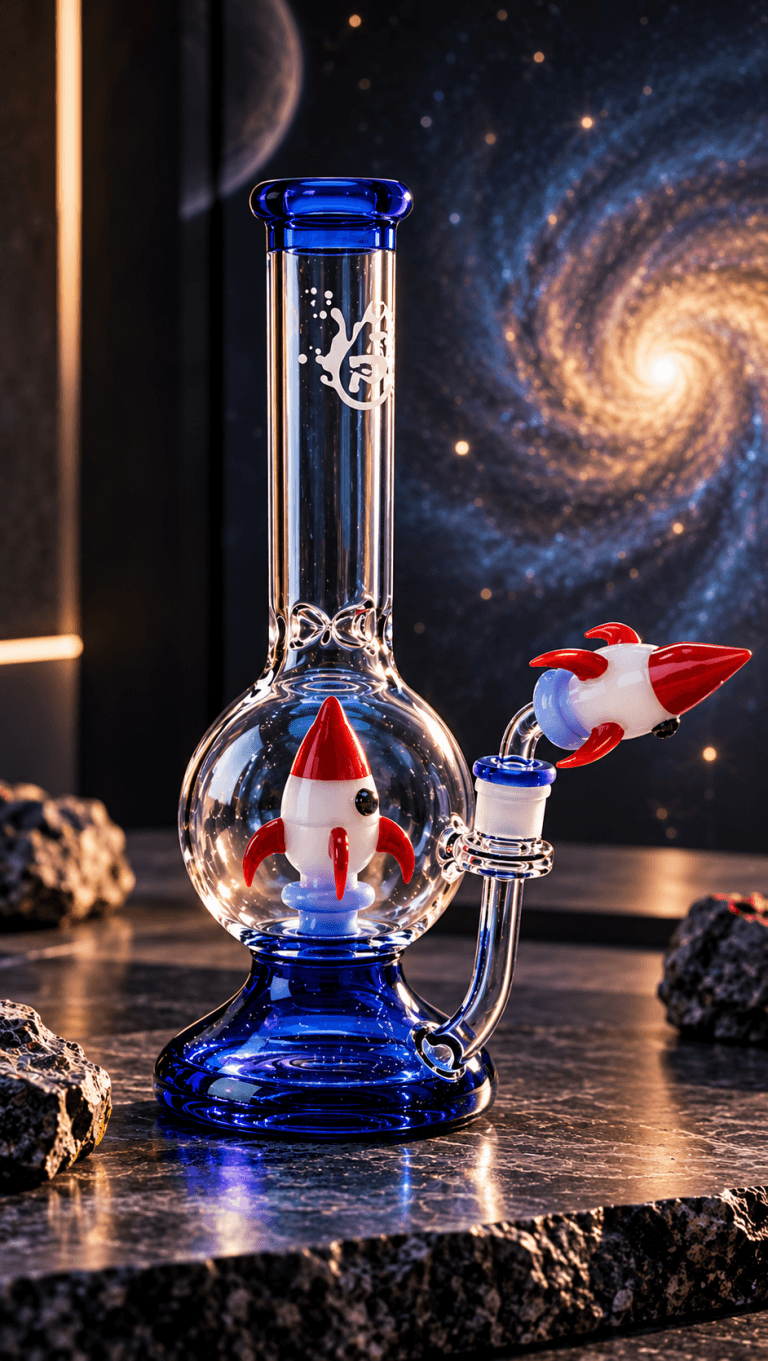 Pulsar Rocket glass pipe with Rocket perc and Rocket bowl