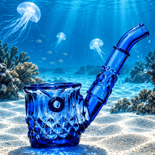 NWTN Highball Lapis blue glass Sherlock hand pipe