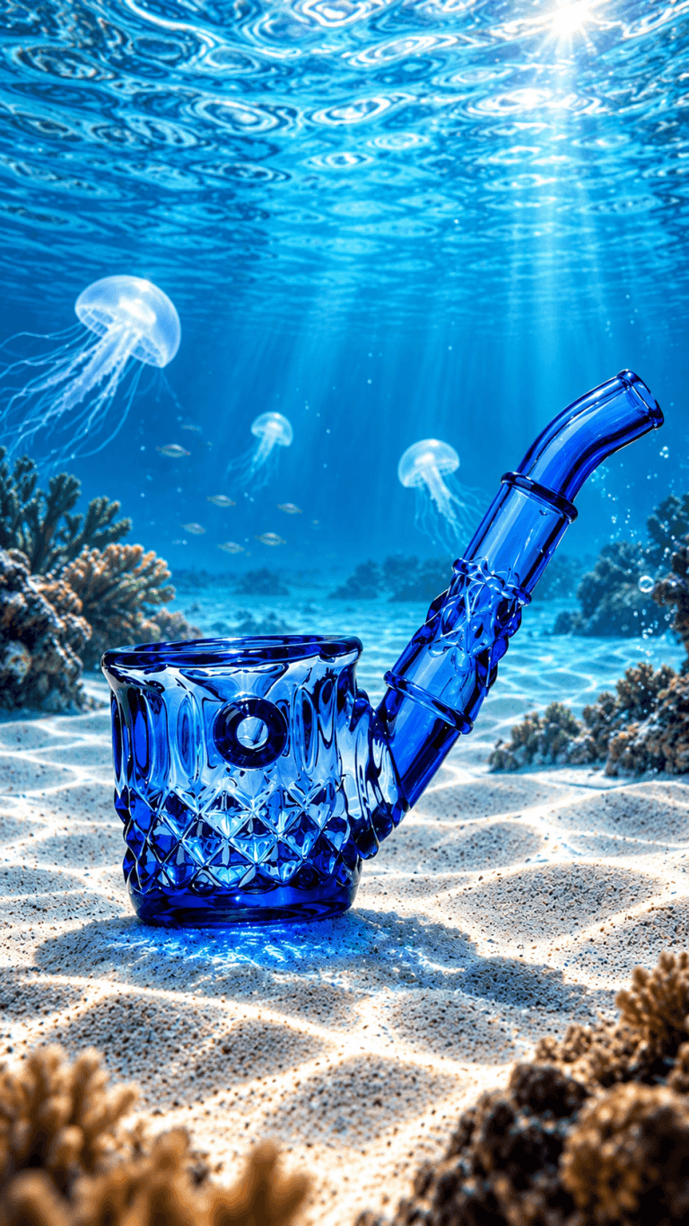 NWTN Highball Lapis blue glass Sherlock hand pipe